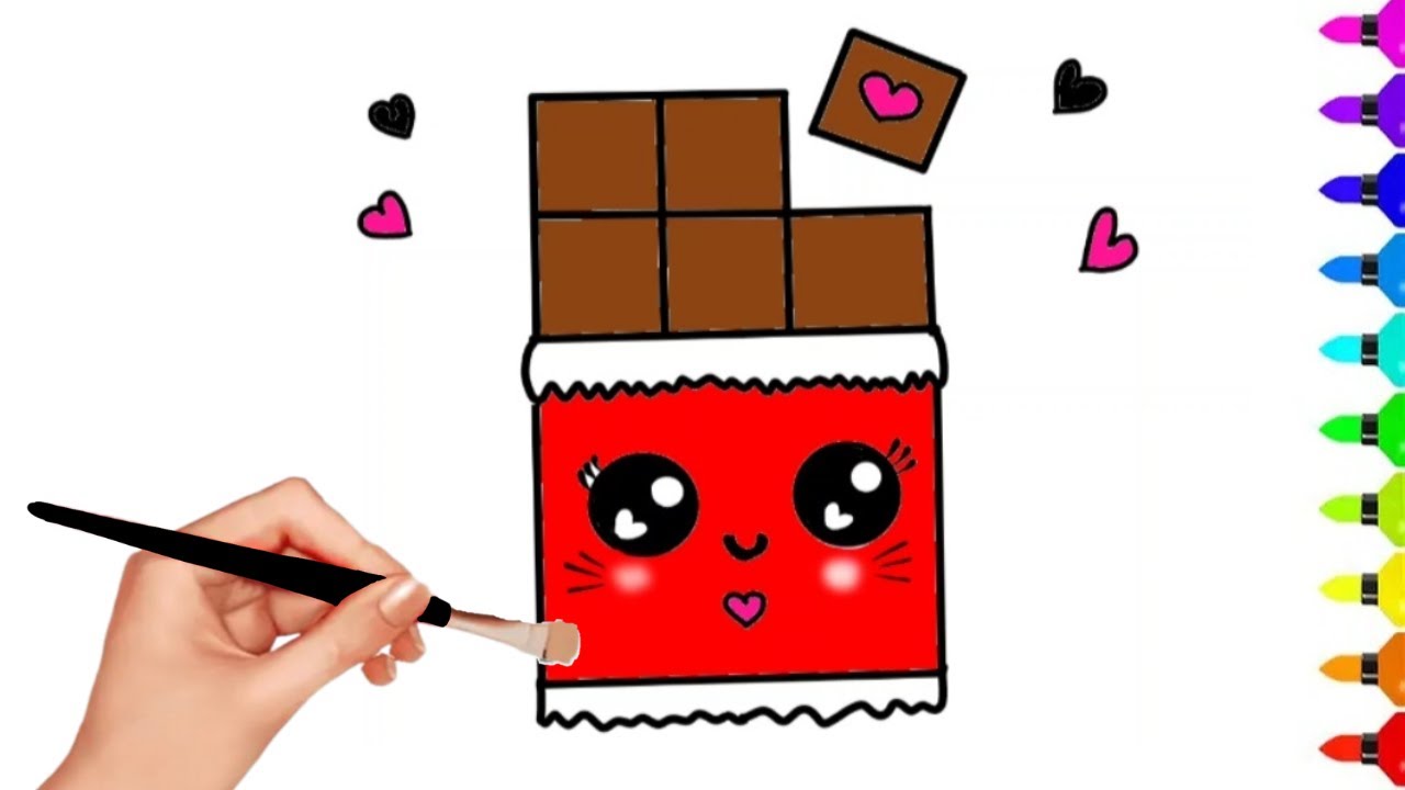How To Draw a Cute Chocolate Bar Easy Drawing For Kids &Toddlers║ Step By Step ║ Coloring║ Arts