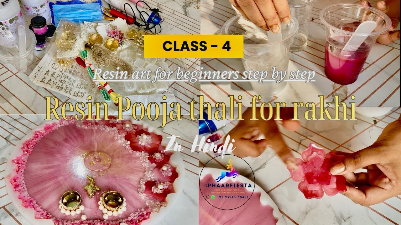 DIY Resin Pooja Thali for Rakhi | how to make  3d flower platter| Resin art for beginners class - 4