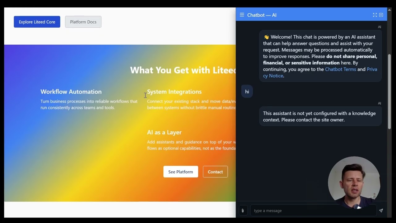 Liteed Chatbot Walkthrough AI Web Widget Trained on Your Data
