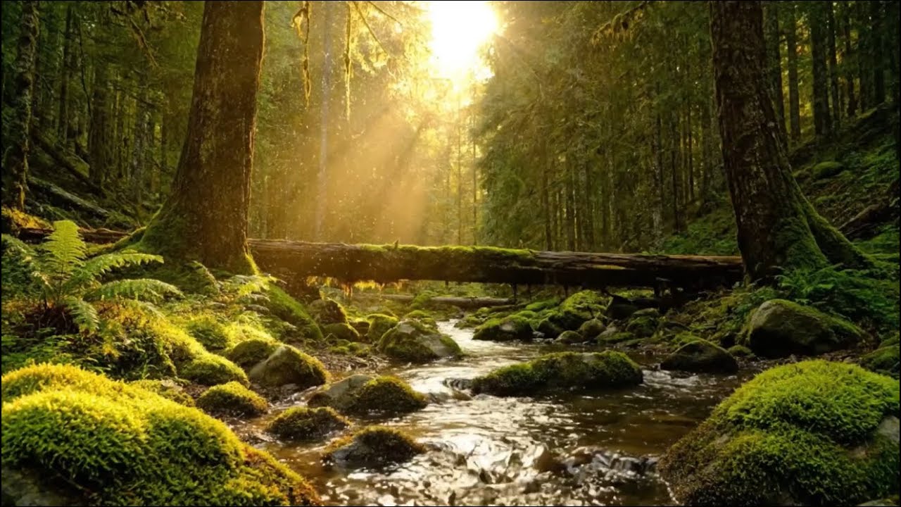 Sunlit Mossy Forest Stream & Songbirds – 6 Hours Relaxing Nature Ambience for Sleep & Meditation
