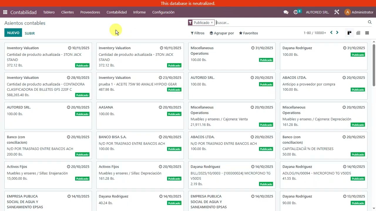 Informe de impuestos en ODOO