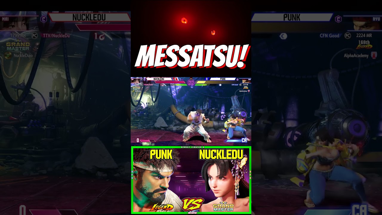 SF6 Punk (Ryu) VS NuckleDu (Mai)💥Messatsu!💥スト6💥Street fighter 6 💥Shorts