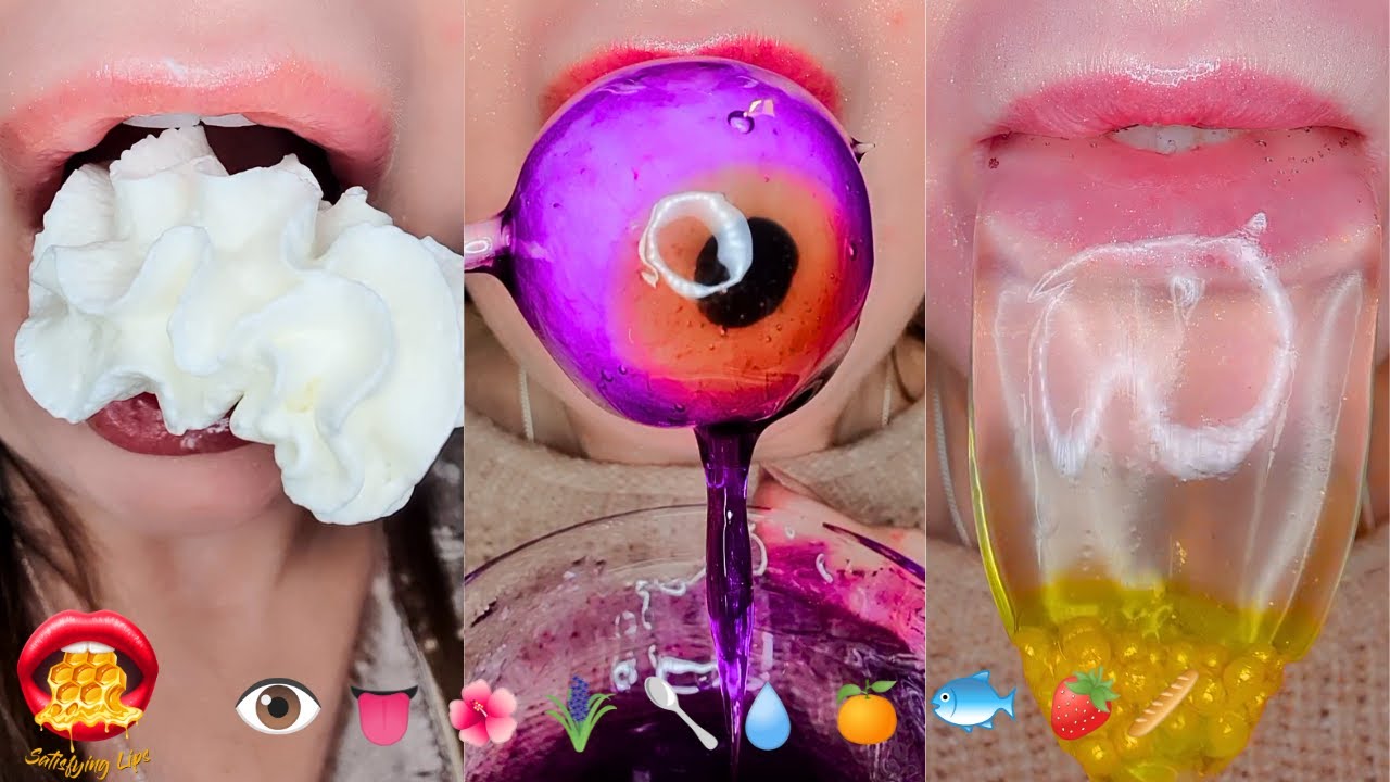 Satisfying ASMR EATING EMOJI FOOD CHALLENGE! EDIBLE FLOWERS FREEZE DRIED CANDY Mukbang 먹방