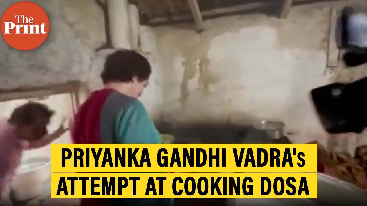 Watch: Priyanka Gandhi Vadra tries her hands at making dosa in Mysuru during Karnataka campaign