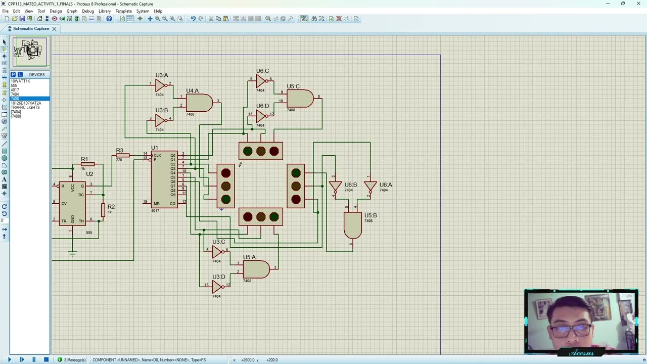 Electronic Traffic Light 4Way using Proteus