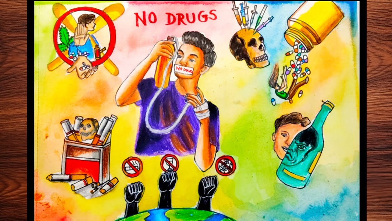 INTERNATIONAL DAY AGAINST DRUG ABUSE DRAWING IDEAS | HOW TO DRAW SAY NO TO DRUGS DRAWING #drawing