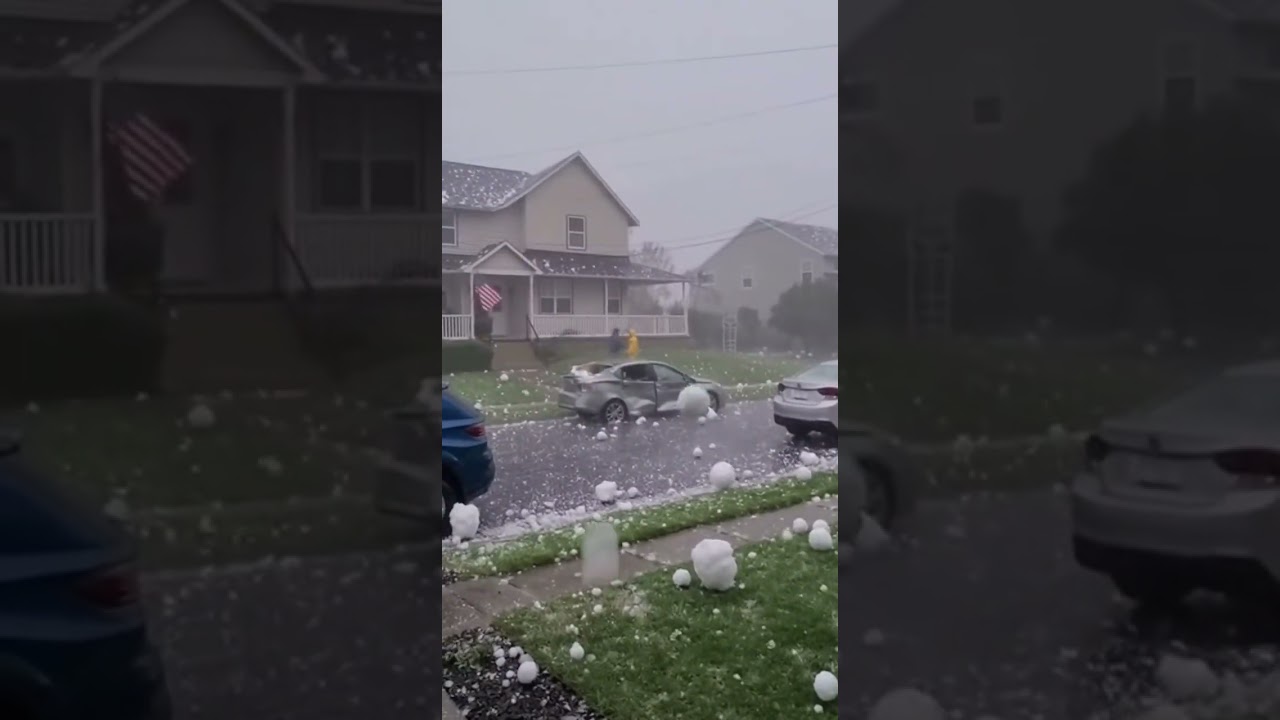Nature gone wild! Never seen hail this big before &mdash; streets are chaos 😱💥 #ExtremeWeather