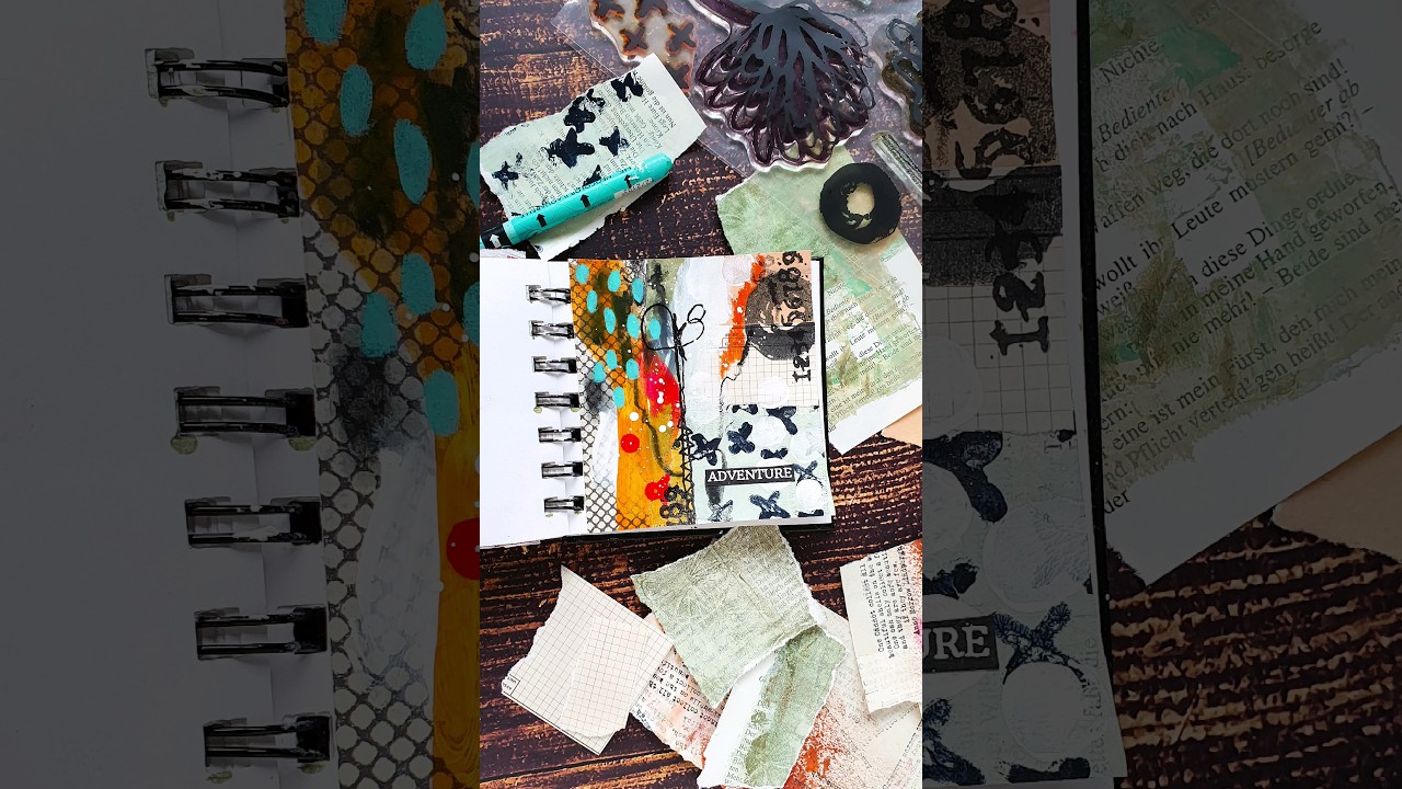 Mini Mixed Media Collage in my Art Journal using Stamps and Mark making