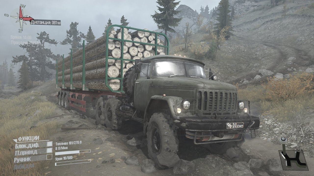 MudRunner-American Wilds Edition-Zil 131-Wood delivery-карта СПУСК-Зил 131-Доставка древесины
