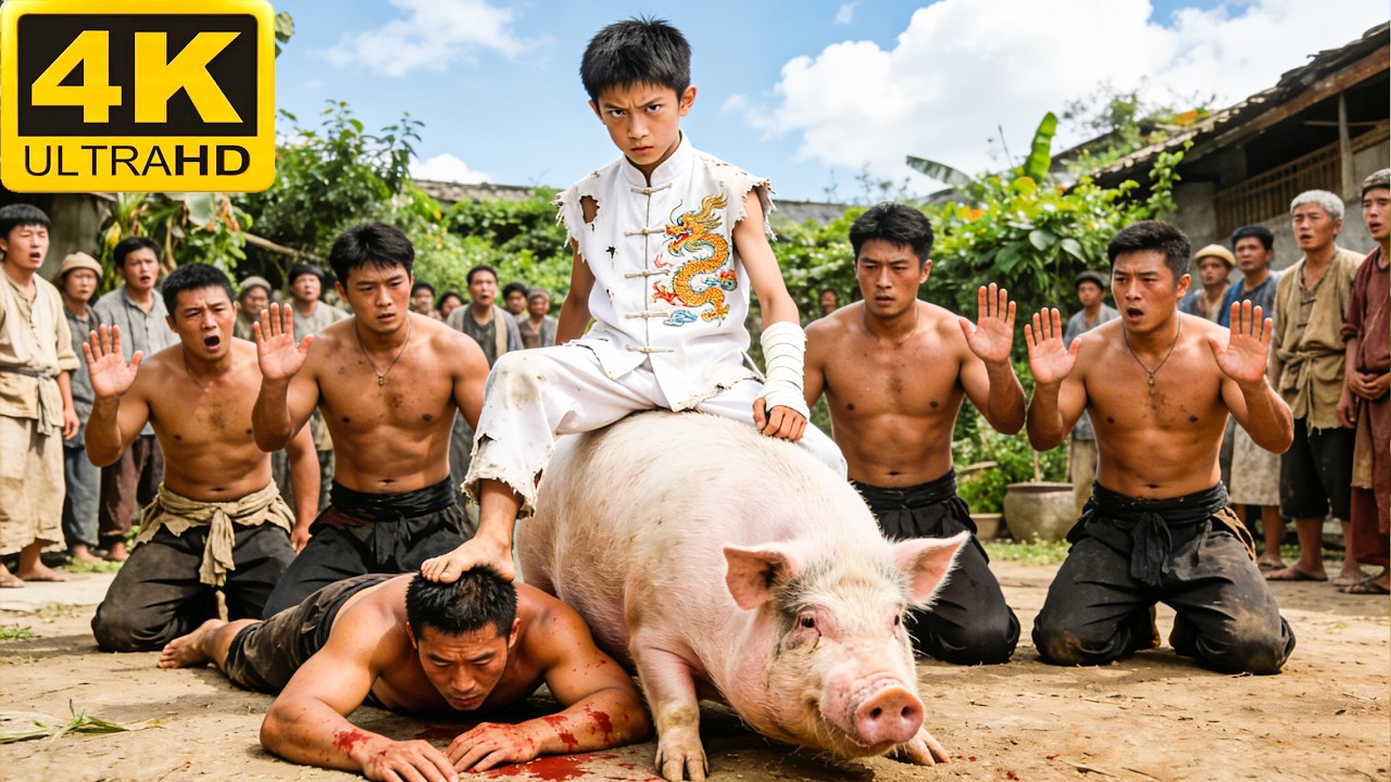 五大高手囂張至極，下秒卻被騎豬小夥當場秒殺！#中国电视剧 #功夫 #抗战