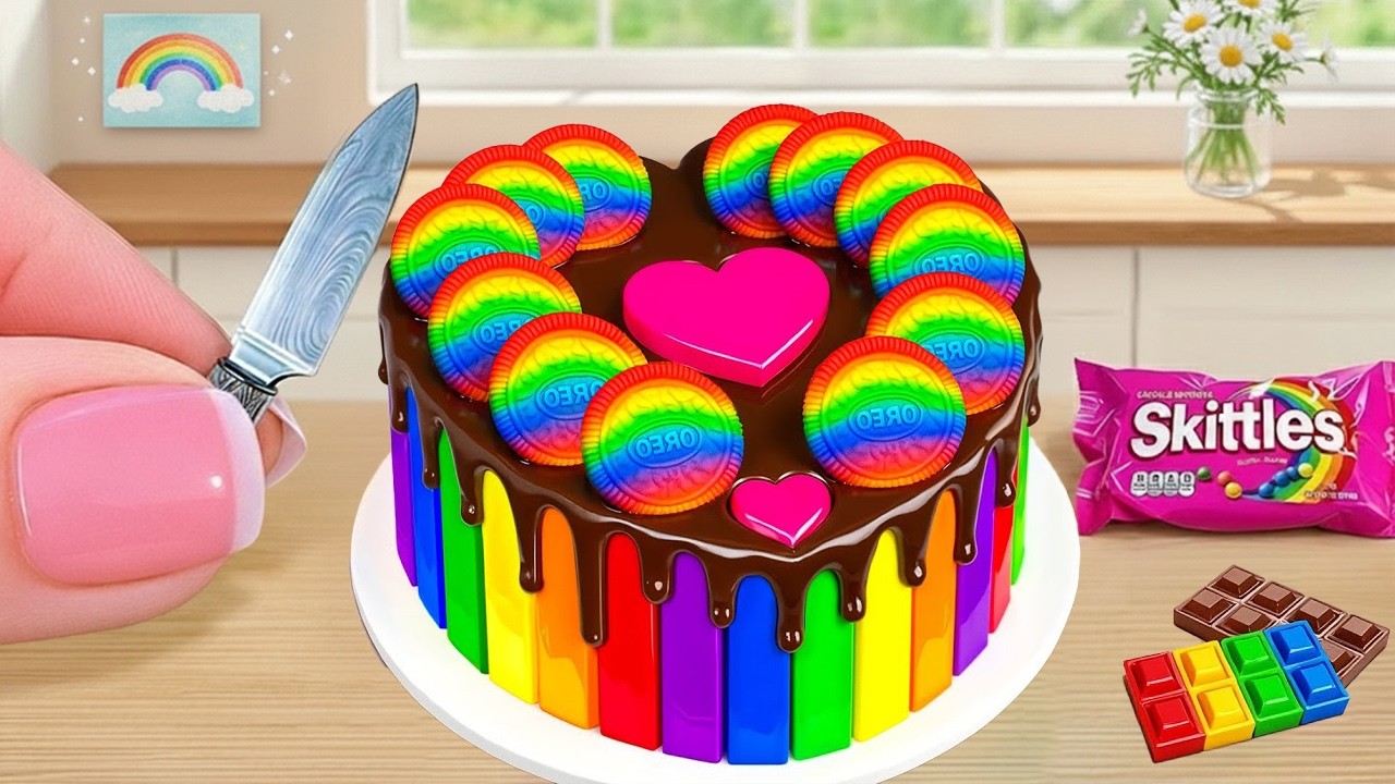 Рецепт мини-тортика в форме радужного сердца 🌈 Урок по украшению красочных тортов 💖 Красивые мини...