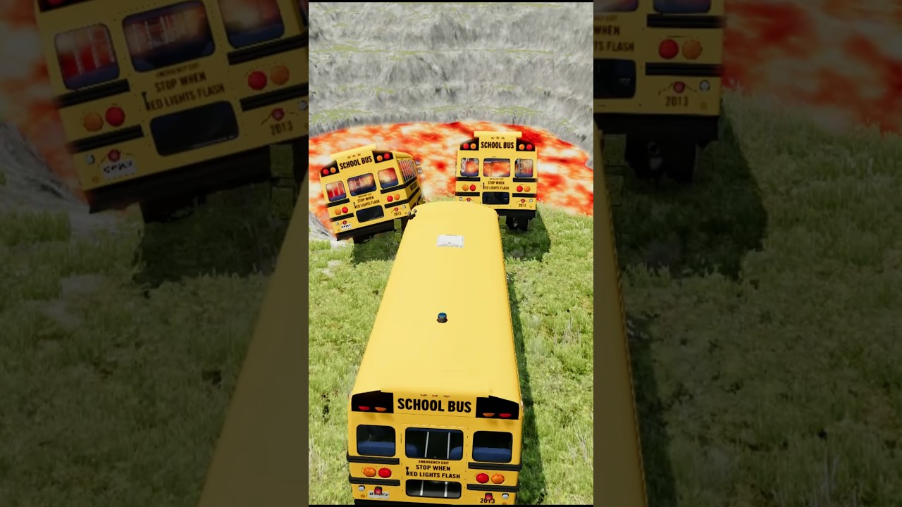 Autobus szkolny kontra gigantyczny d&oacute;ł lawowy - BeamNG.drive #beamng #szorty #beamngdrive #samoch&oacute;d #usa #wirus