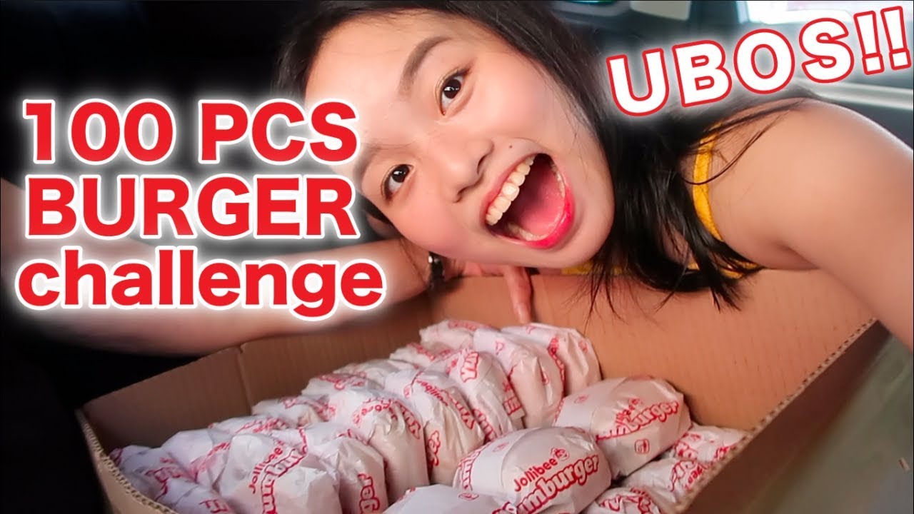 UBOS!! 100PCS JOLLIBEE BURGER CHALLENGE | 100K SPECIAL ❤