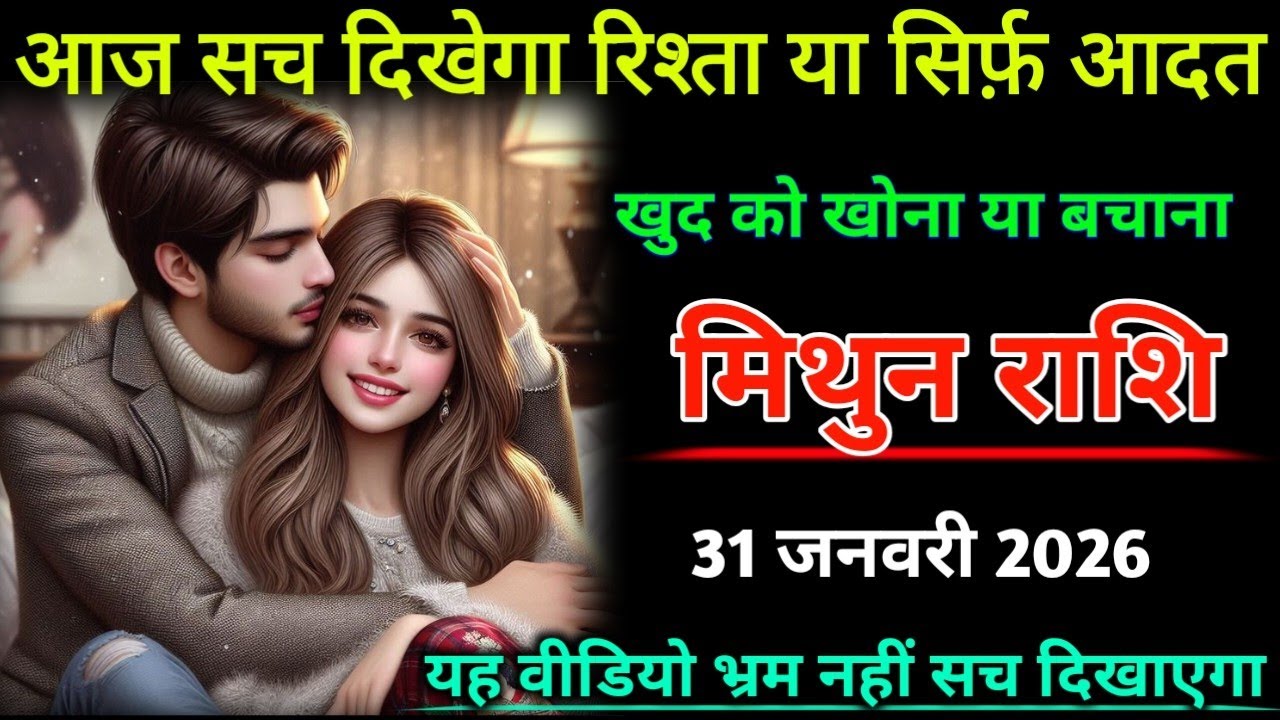 मिथुन राशि। 31 जनवरी 2026| आज सच दिखेगा रिश्ता या आदत | Mithun Rashifal |