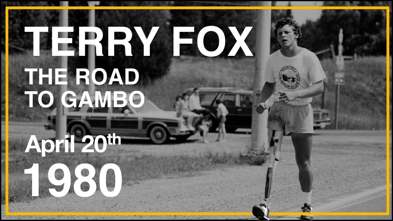 Terry Fox in Gambo, Newfoundland on April 20th, 1980