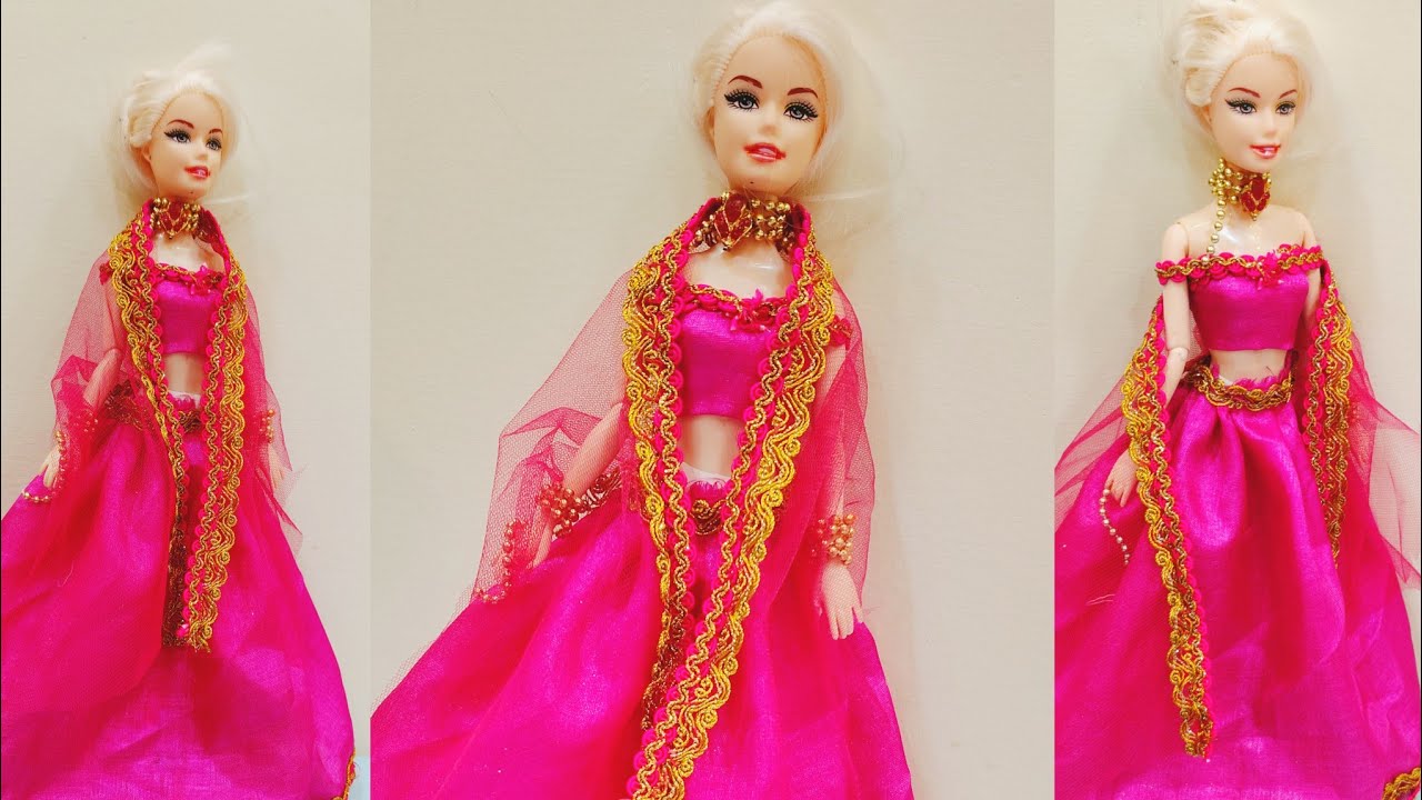 “Pink Royal Barbie Lehenga 💖 | Handmade Barbie Doll Dress | Gulloration 
