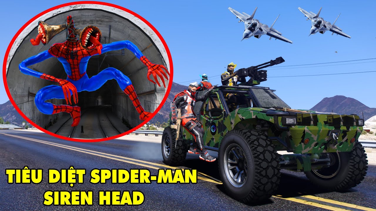 GTA 5 Đội Cảnh Sát Đặc Nhiệm COBRA Đi Săn SPIDER-MAN SIREN HEAD Đang Bỏ Trốn Trong Đường Hầm Xe Lửa