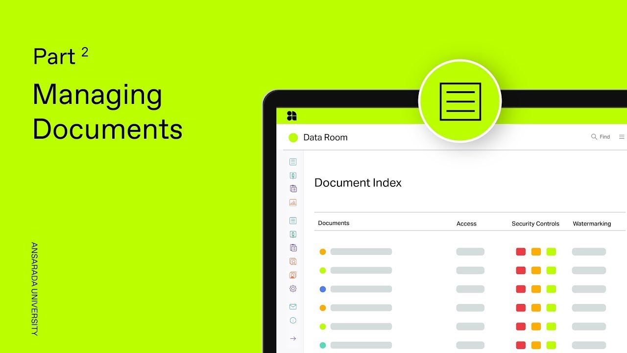Part 2 Managing Documents | Ansarada Deal Room Training