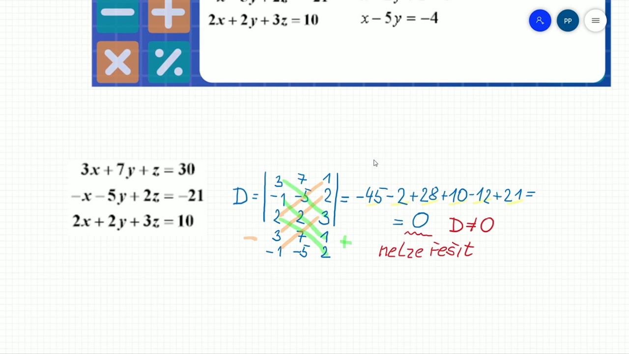 Soustavy lineárních rovnic - determinanty 02