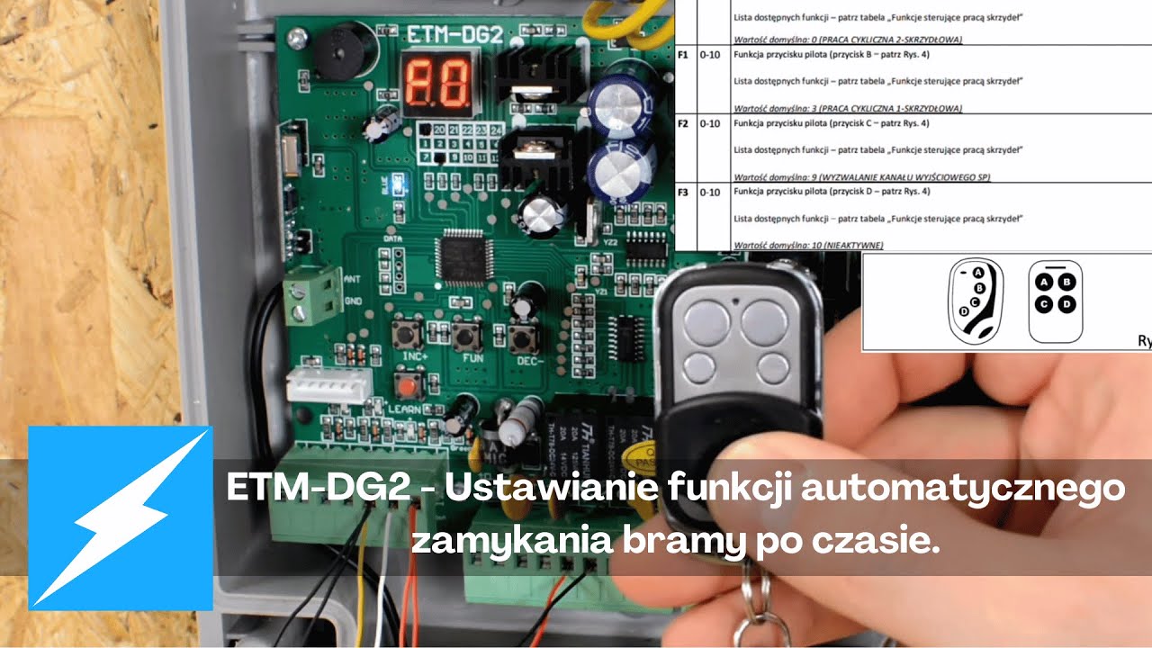 Centrala sterująca ETM-DG2 - Ustawianie funkcji automatycznego zamykania bramy po czasie.