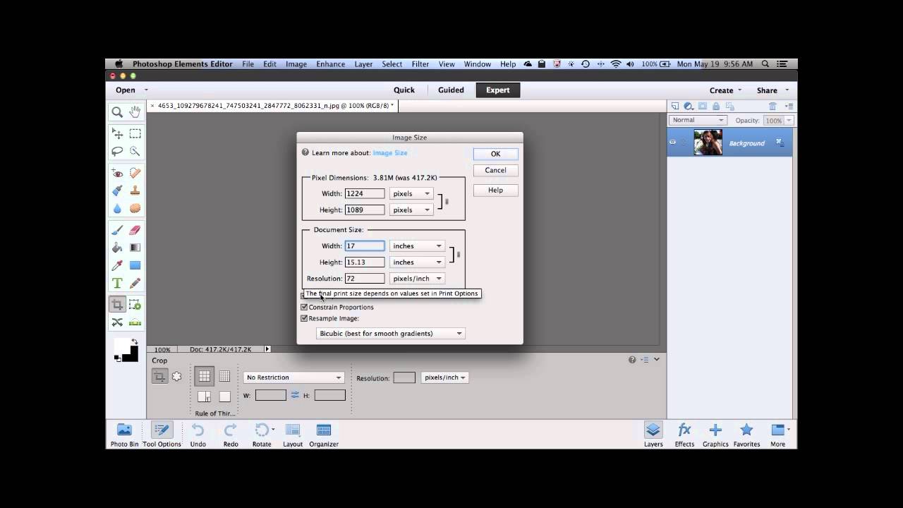 Resizing a Photo in Photoshop Elements