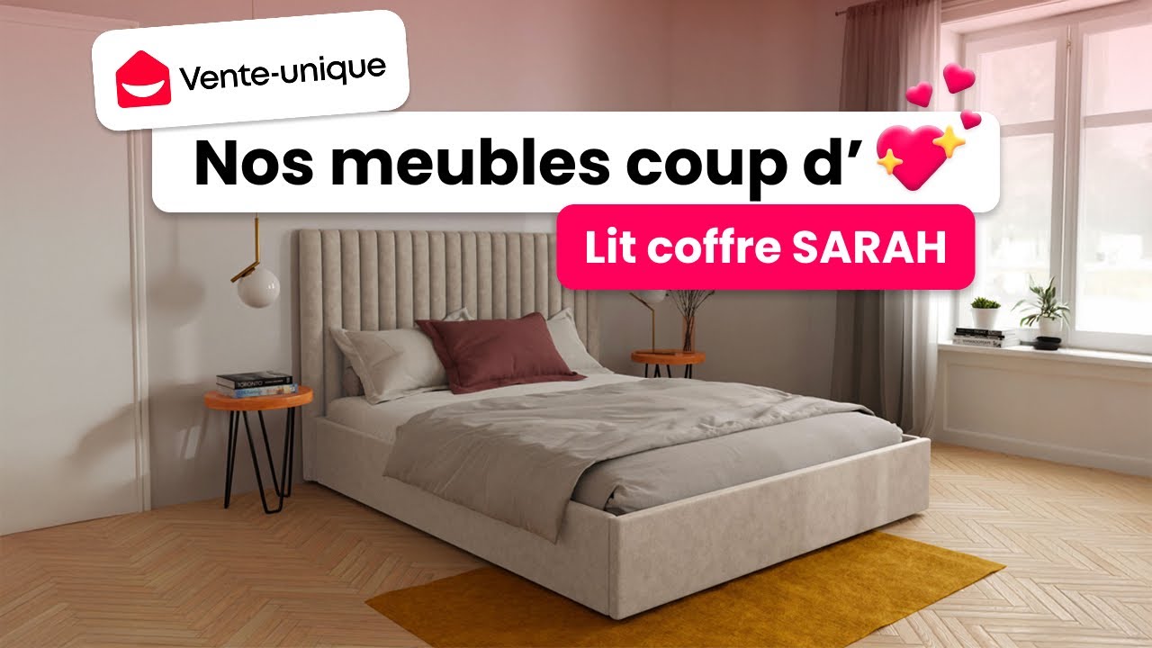Lit Coffre avec T&ecirc;te de lit en tissu SARAH