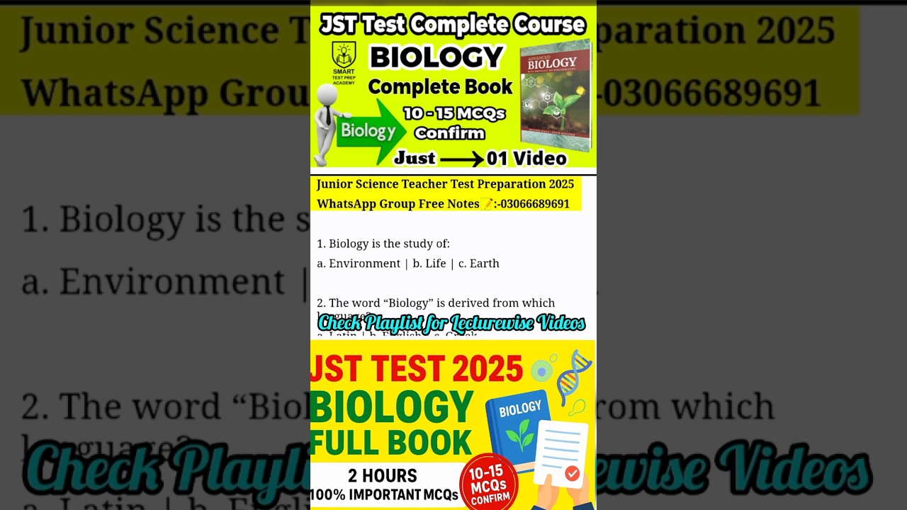 1-Minute JST Biology Mega Revision 🔥 | Class 9 Full Book MCQs | Junior Science Teacher Test !