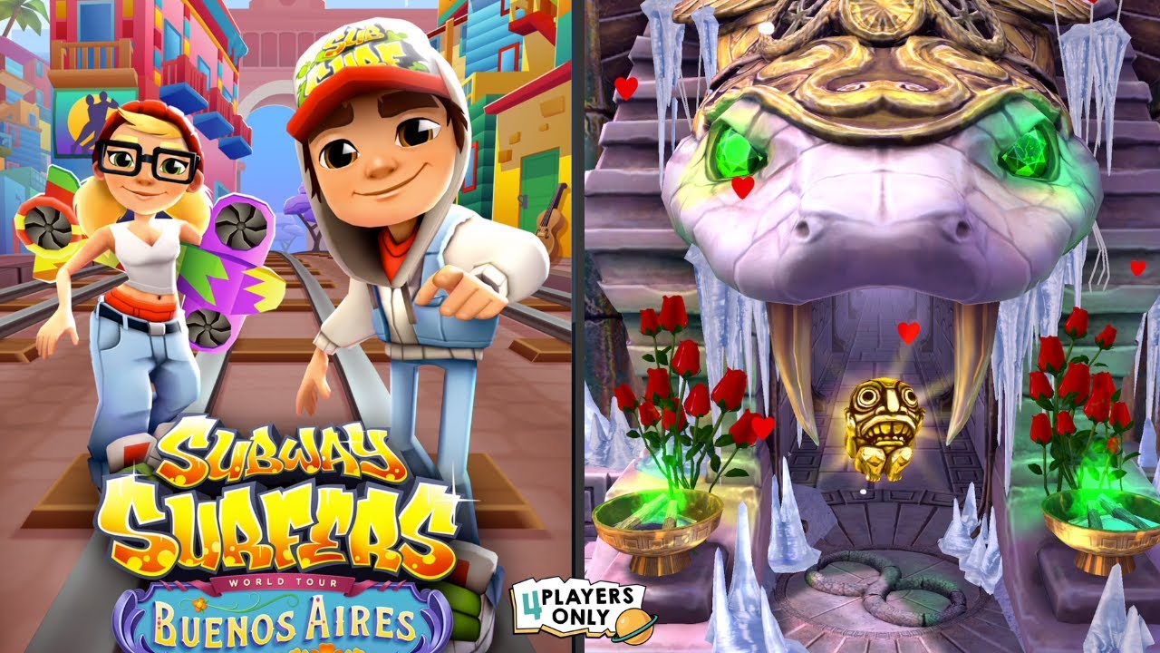 Subway Surfers 🏄‍♀️BUENOS AIRES 🏄‍♀️VS Temple Run 2 [GUY DANGEROUS, WINTER WASTELAND!]