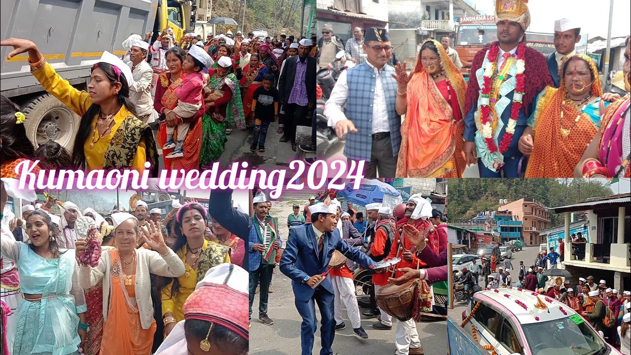 April 18, 2024 Kumaoni Wedding. शामा मार्केट में बारातियों एवम छोलारियों का शानदार नृत्य|| panyali.
