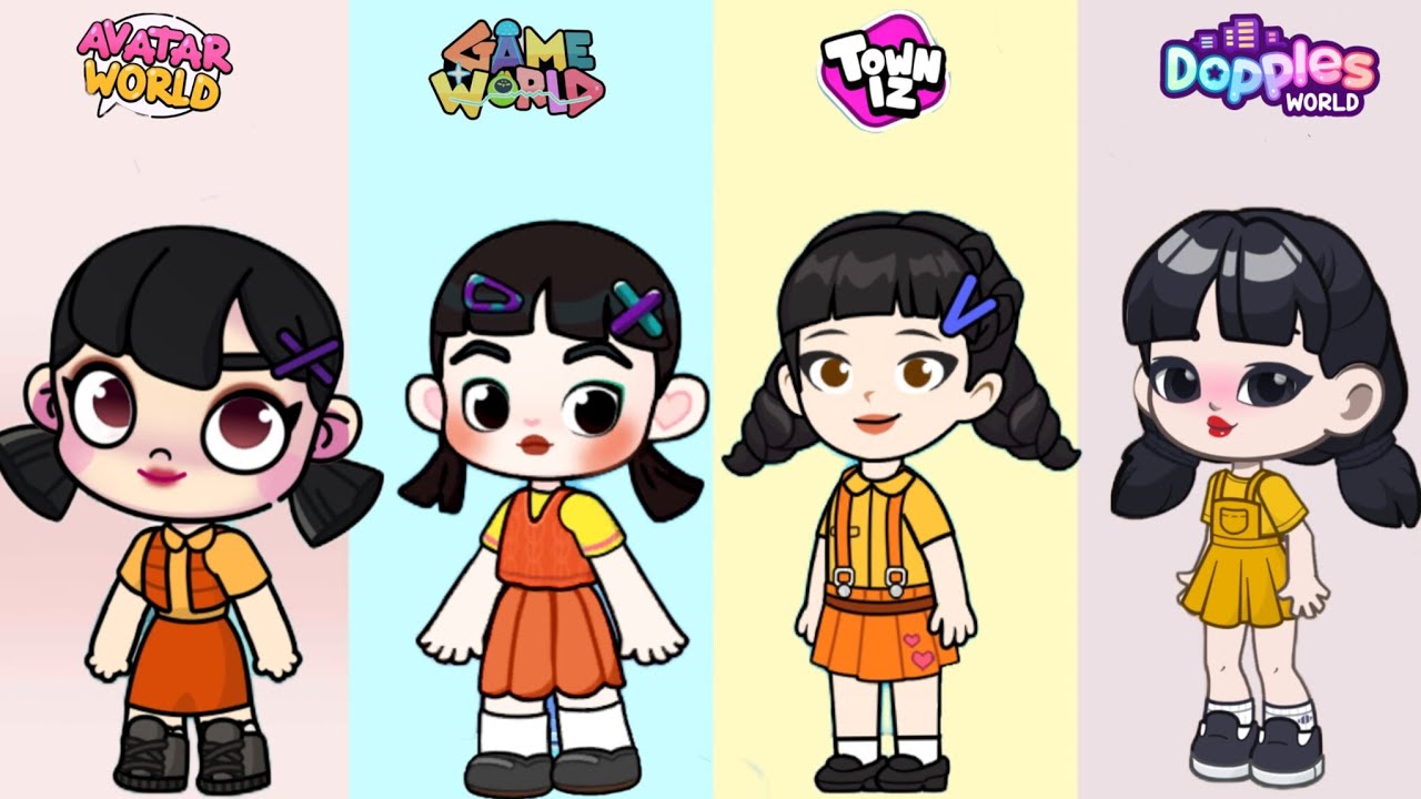 ✅✨Squid Doll Look In 4 Gameplay #pazu #avatarworld #gameworld #dopples 
