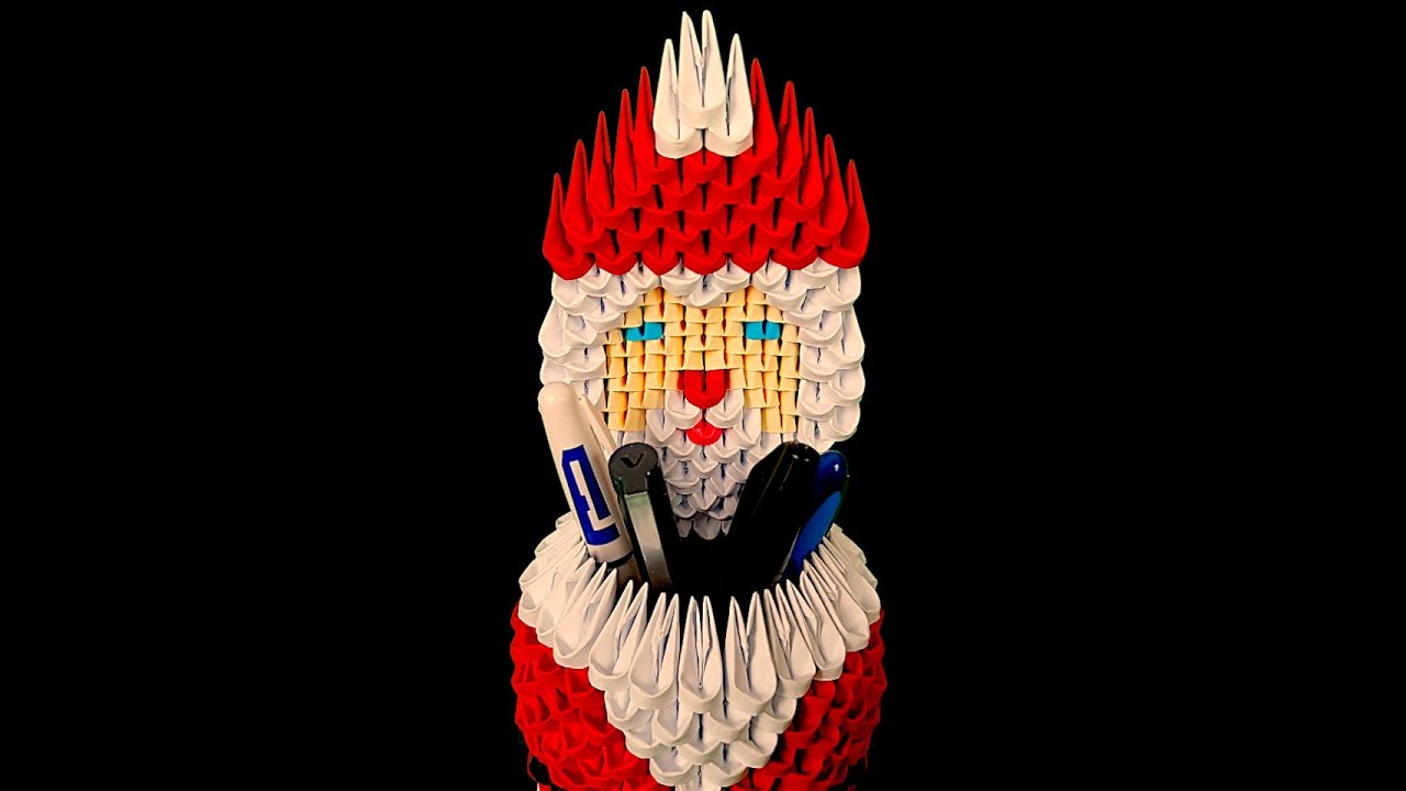 3D Origami Santa Pen Holder Tutorial | Part 1 – Step by Step paper Pen Holder