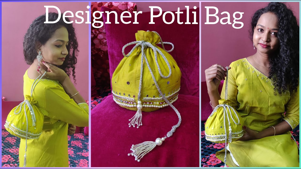 How to make beautiful Potli bag II DIY Potli (batua) bag II Easy homemade purse from leftover fabric
