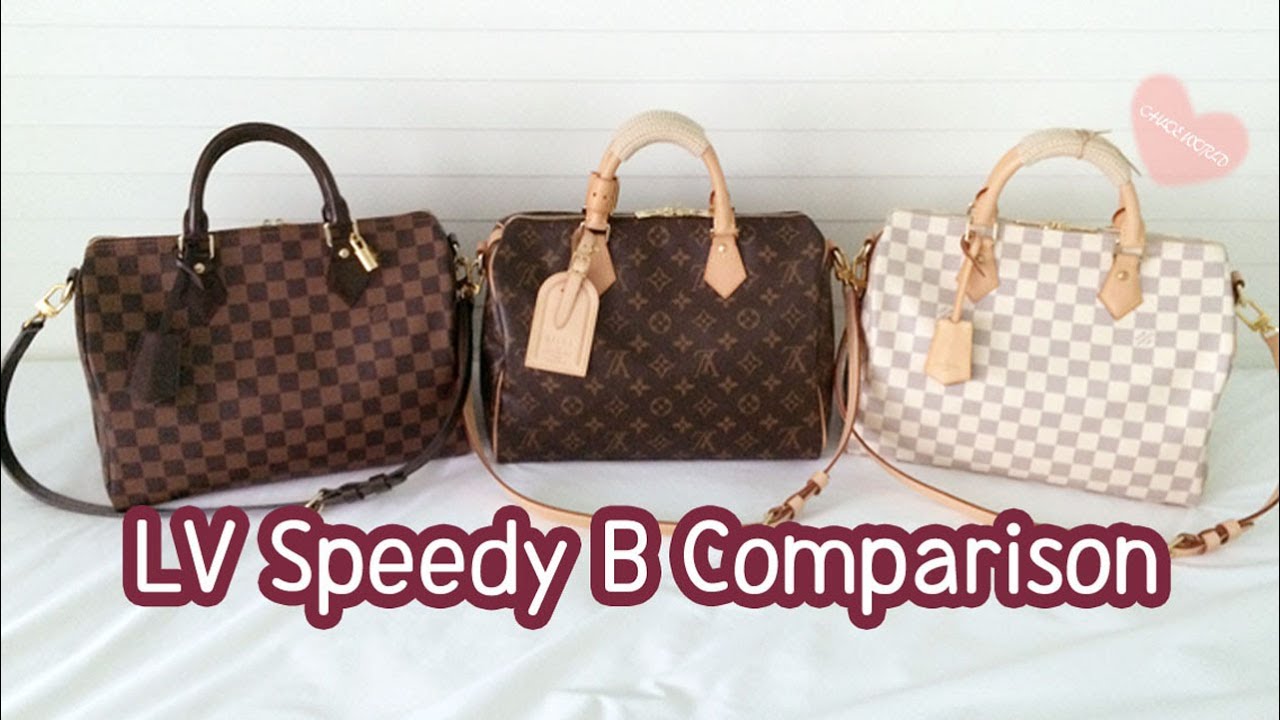 Louis Vuitton Speedy 30 Сравнение, Bandouliere, Speedy B 30, Damier Ebene, Azur, Monogram
