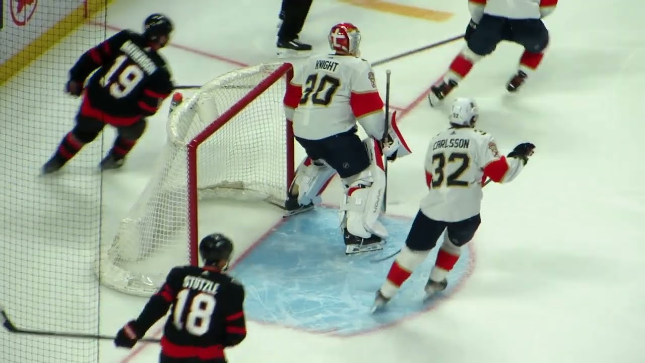 Spencer Knight in action during the Panthers @ Senators hockey game
