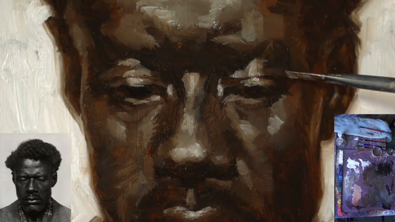 Portrait painting with only 3 colors