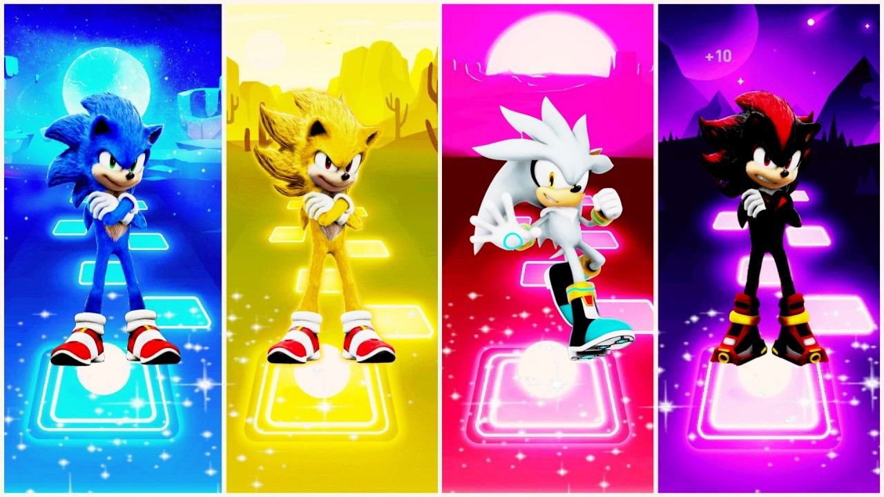 Sonic the Hedgehog 🆚 Super Sonic 🆚 Silver the Hedgehog 🆚 Shadow the Hedgehog | Tiles Hop EDM Rush
