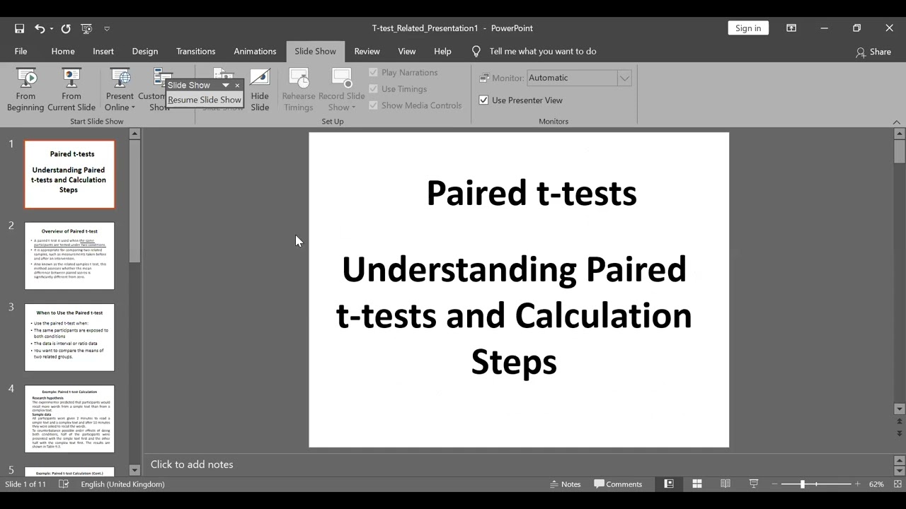 Paired t tests