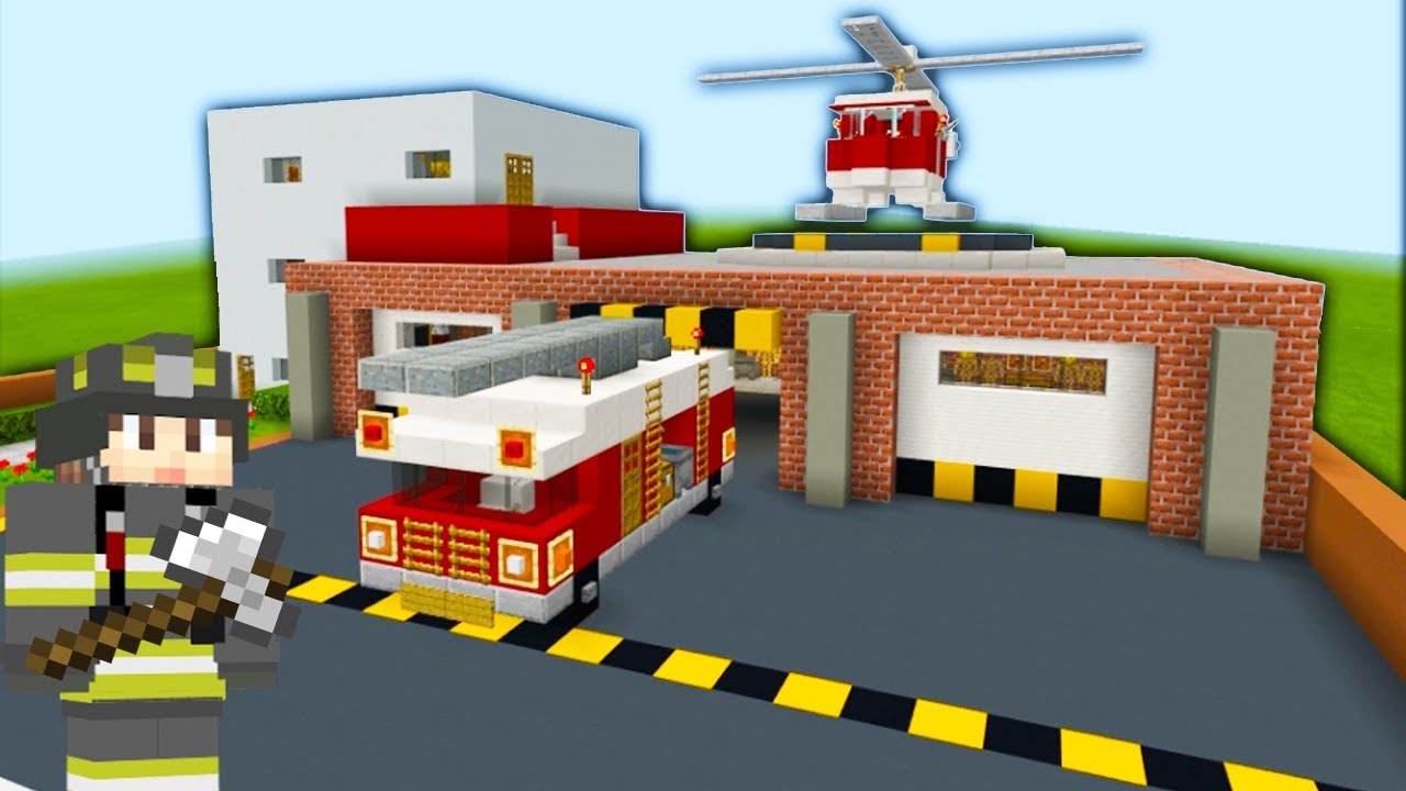Minecraft Tutorial: How To Make A Fire Station Part 1 