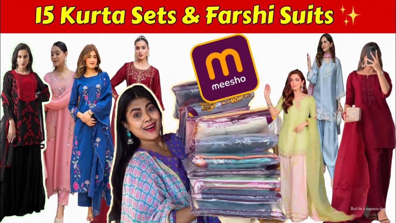 Meesho Hau* 💕✨ : 15 Embroidery Kurta Sets & Farshi Salwar Suits 🛍️ 