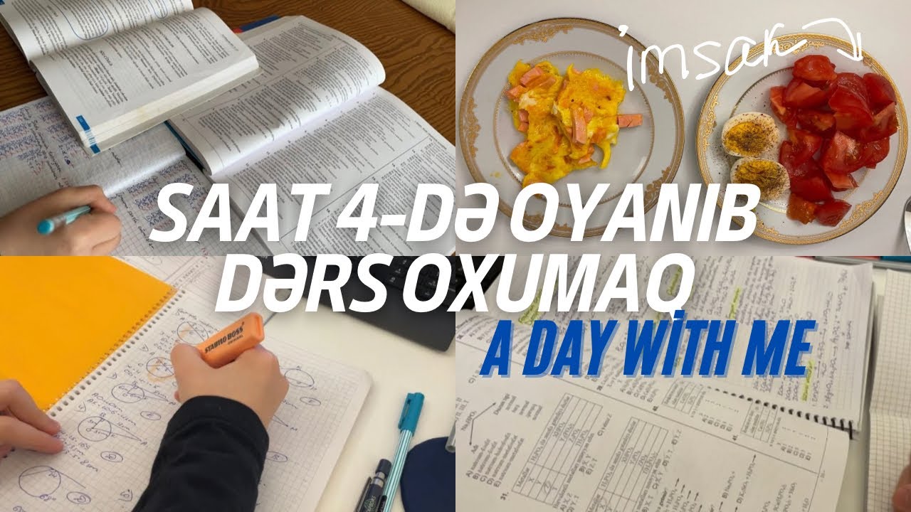 SAAT 4-DƏ OYANIB DƏRS OXUMAQ | MƏNİMLƏ BİR G&Uuml;N VLOG #4 | 10-CU SİNİF STUDY WİTH ME 📑📝
