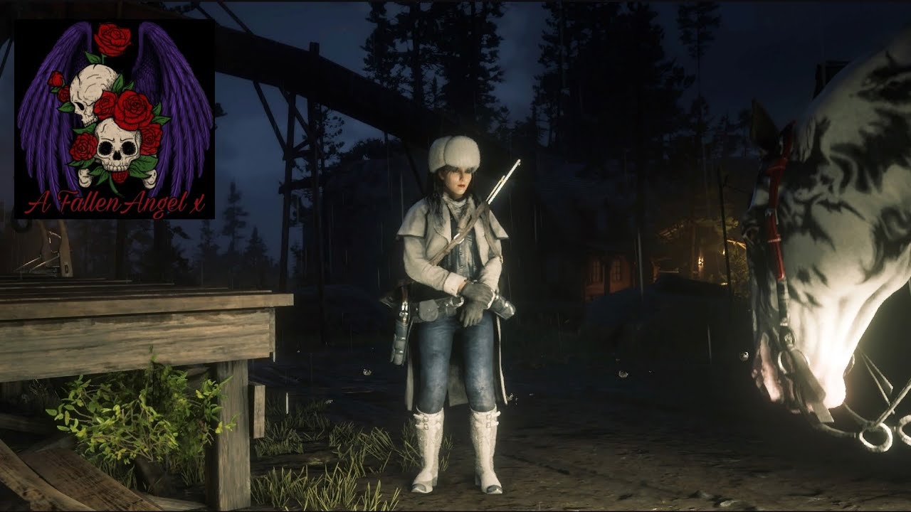 Red Dead Online Female Outfit Idea : Blue & White Winter Outfit Ft. The Limited Editon Morales Vest