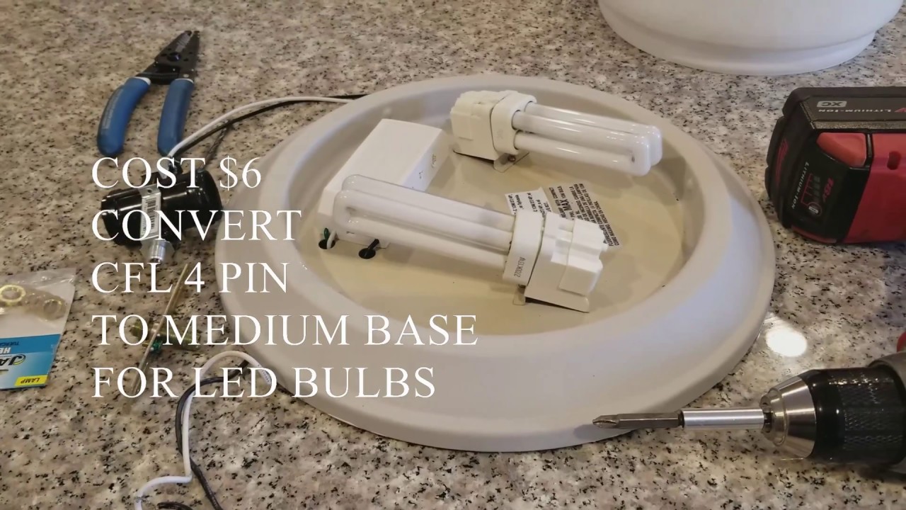 Переделка 4-контактного разъема CFL/G24 под светодиодные лампы со средним цоколем (стоимость 6 до...