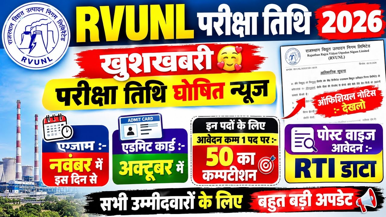 RVUNL JE EXAM DATE 2026 | JVVNL JUNIOR ACCOUNTANT EXAM DATE | RVUNL EXAM DATE 2026 | JVVNL EXAM DATE