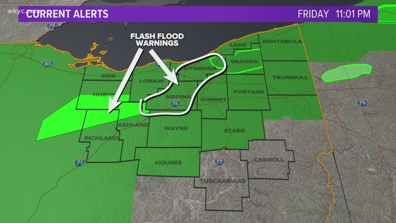 Flash Flood Warning in effect for several Northeast Ohio counties