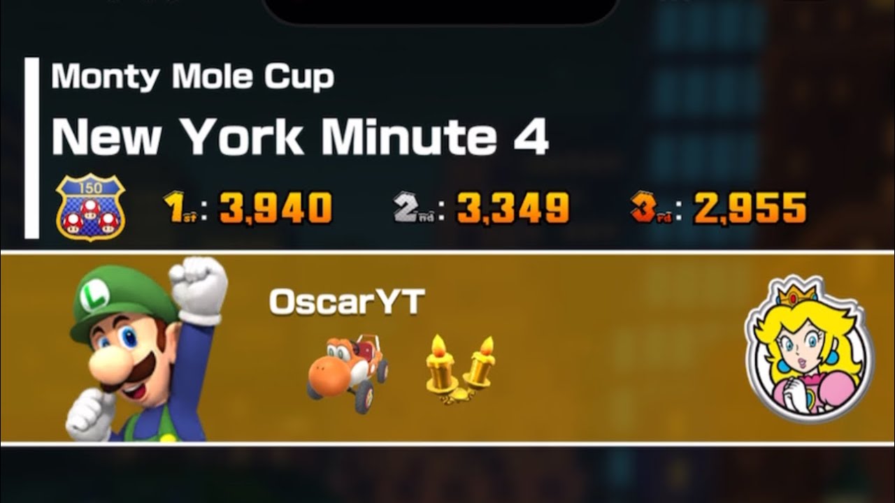 Mario kart tour Luigi (classic) New York minute 4 (Monty mole cup)(autumn tour 2025)