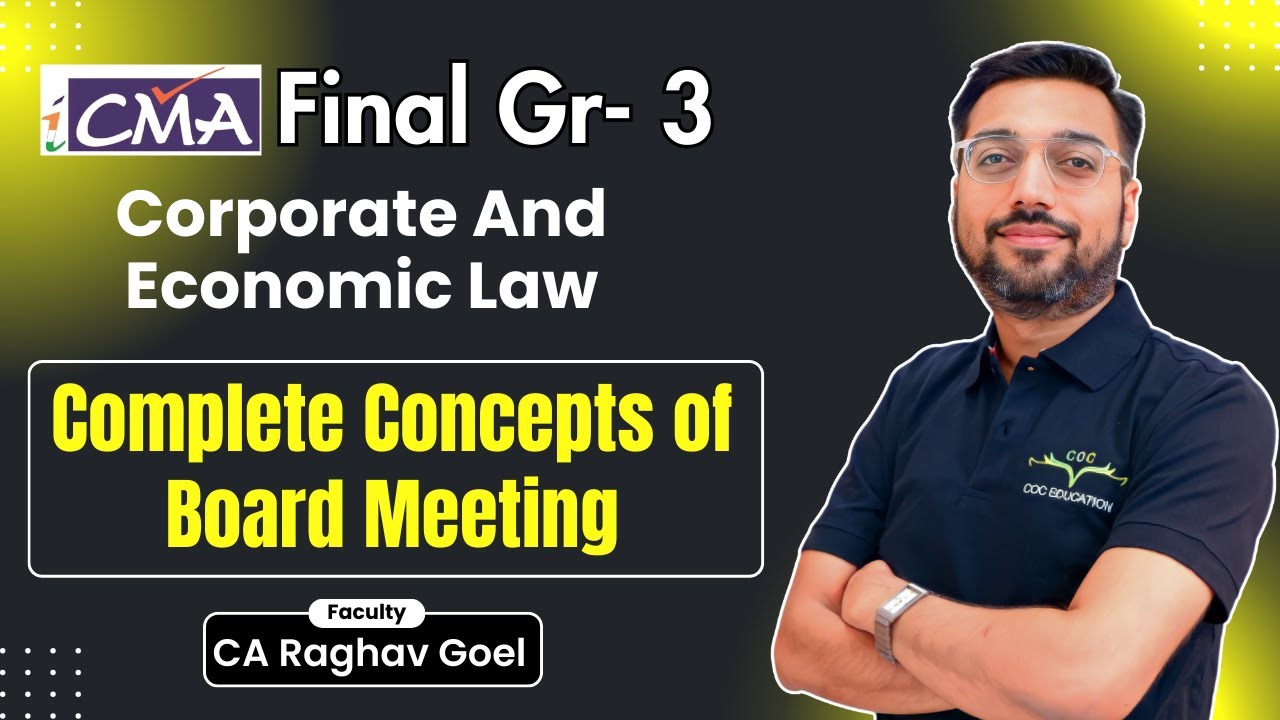 Board Meeting Complete Class | Full Concept Clarity | CMA Final- Law | By CA Raghav Goel Sir