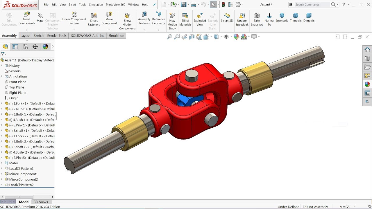Solidworks tutorial Design of Universal Joint