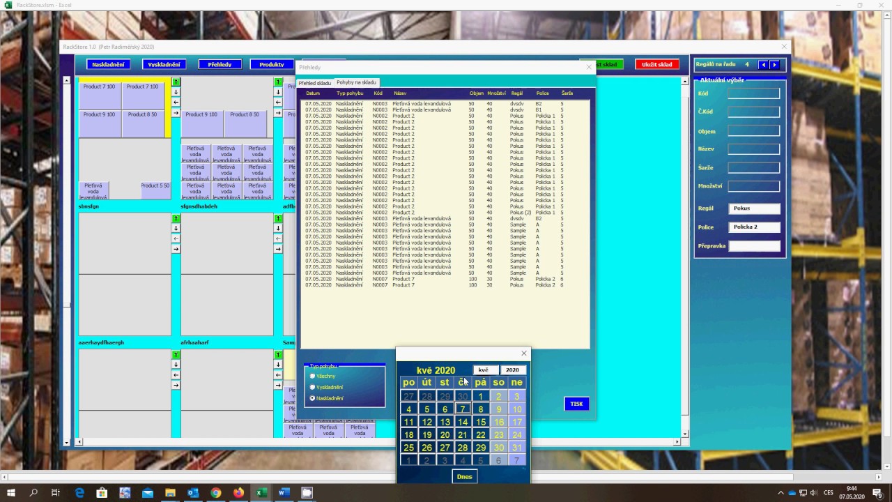 Rack Store system with 3D physical engine in VBA.