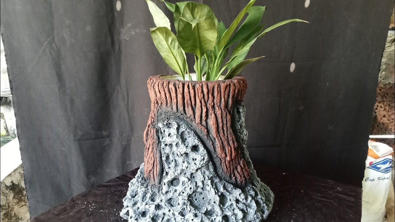 Pot Relief motif kayu//Batu karang