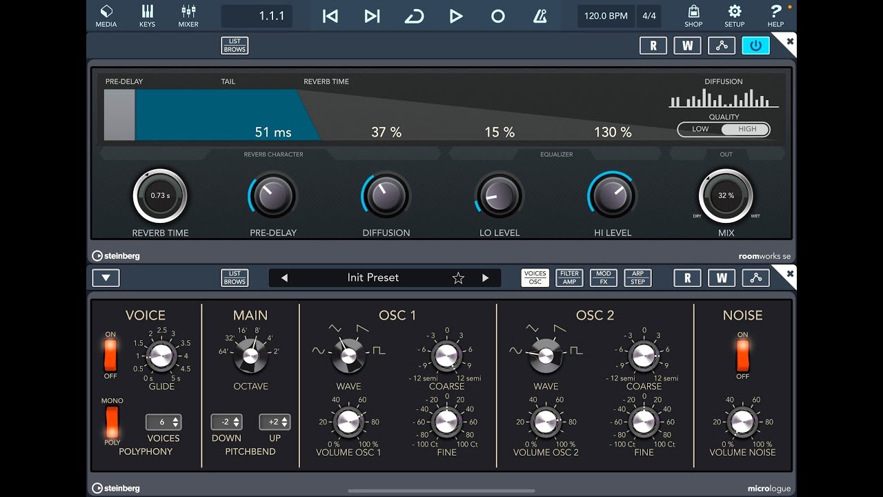Cubasis 3.6 - Micrologue Synth & Roomworks SE Reverb - Full Tutorial for the iPad